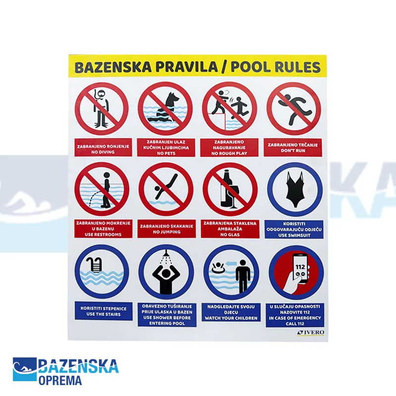Tabla pravila korištenja bazena